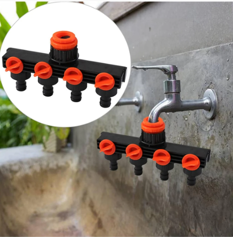 4-Way Garden Hose Splitter & Quick Connector for Irrigation