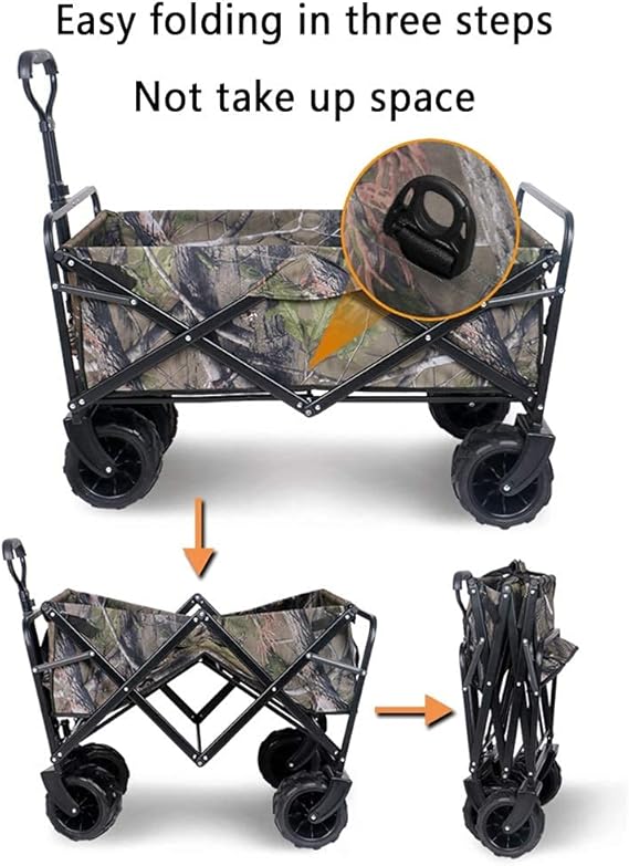 Camo All-Terrain Folding Wagon with 120 lb Capacity  |Foldable Handcart Trolley with Extension Wheels