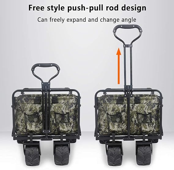 Camo All-Terrain Folding Wagon with 120 lb Capacity  |Foldable Handcart Trolley with Extension Wheels