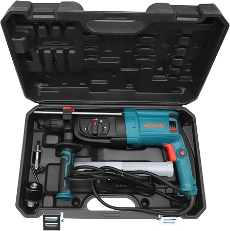 BONAI 2200W SDS Plus Rotary Hammer Drill, 26mm Demolition Hammer with Reduced Vibration System & 360° Rotating Auxiliary Handle for Concrete, Masonry, Wood, and Steel