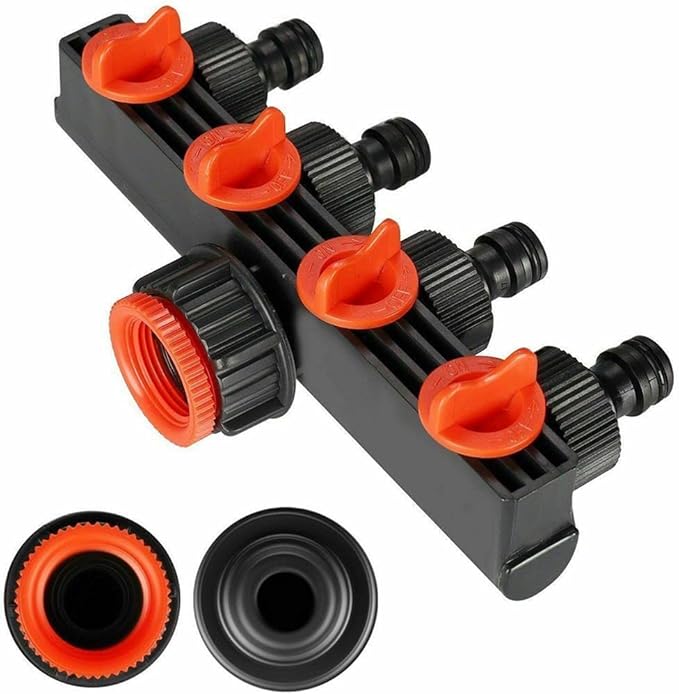 4-Way Garden Irrigation Tap Connector Set: Quick Hose Splitter & Drip Manifold Fittings for Efficient Watering