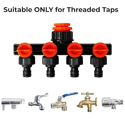 4-Way Garden Irrigation Tap Connector Set: Quick Hose Splitter & Drip Manifold Fittings for Efficient Watering