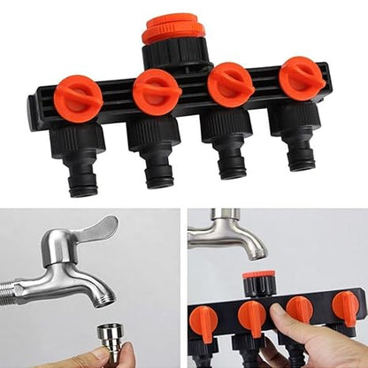 4-Way Garden Irrigation Tap Connector Set: Quick Hose Splitter & Drip Manifold Fittings for Efficient Watering