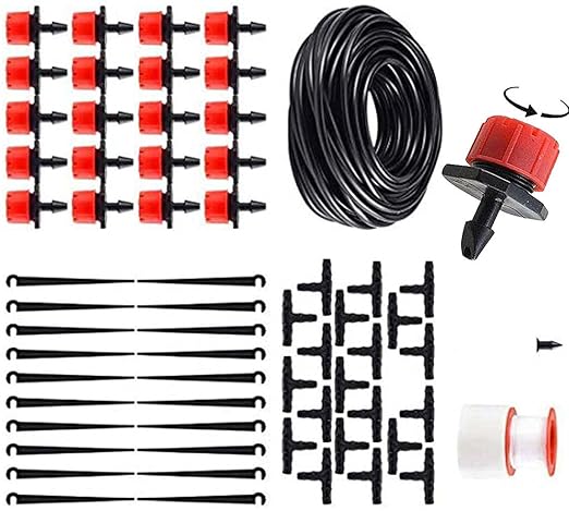 100Pcs Adjustable Micro Drip Irrigation Kit - 1/4 Inch Anti-Clog Sprinklers & Drippers for Garden Watering