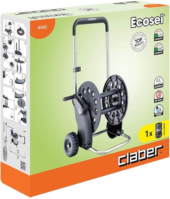 Claber Ecosei Hose Reel - 60m Capacity, Durable & Professional-Grade Design