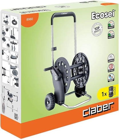 Claber Ecosei Hose Reel - 60m Capacity, Durable & Professional-Grade Design