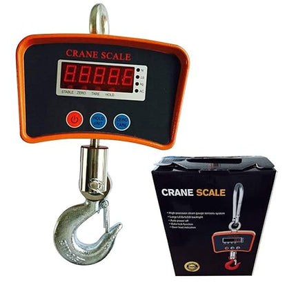 500 kg/1102 lb Digital LED Crane Scale  – Portable Heavy-Duty Hook Scale for Market, Travel, & Construction