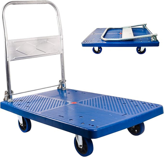 Dawot 660lbs Heavy-Duty Foldable Platform Truck Dolly with Swivel Wheels | Industrial-Grade Utility Cart for Warehouse, Office & Home Use