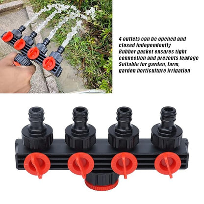 4-Way Garden Irrigation Tap Connector Set: Quick Hose Splitter & Drip Manifold Fittings for Efficient Watering