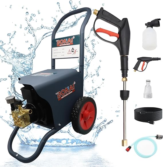 BONAI 3000W High-Pressure Washer - 300 Bar for Cars, Gardens, Walls, Floors, and More – Powerful Electric Pressure Washer for Tough Cleaning Jobs