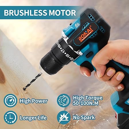 BONAI 36V Cordless Impact Drill Kit with Dual Batteries, 24-Piece All-in-One Tool Set for Metal, Wood, and Wall Drilling – Perfect for Home & Office Projects