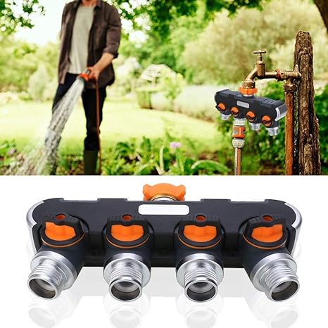 4-Way Garden Irrigation Tap Connector Set: Quick Hose Splitter & Drip Manifold Fittings for Efficient Watering