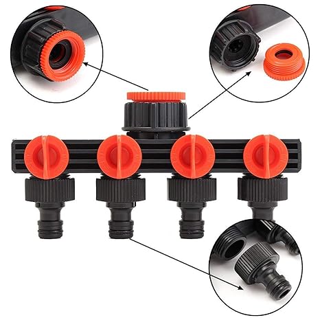 4-Way Garden Irrigation Tap Connector Set: Quick Hose Splitter & Drip Manifold Fittings for Efficient Watering