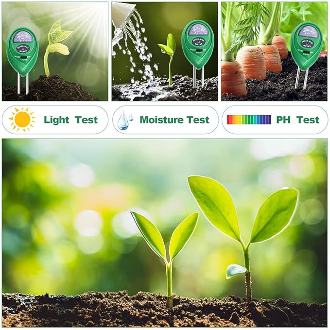 Soil Test Kit: Measure Moisture, pH, & Light for Healthier Plants – Ideal for Home, Garden, and Farm Use, No Battery Required