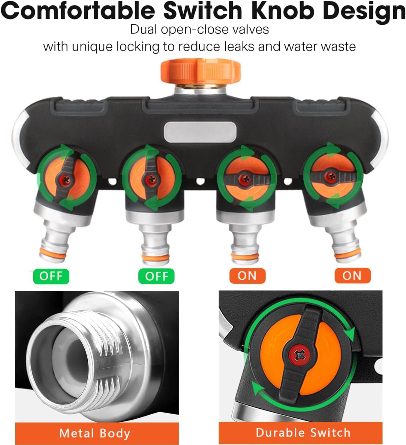 4-Way Garden Hose Splitter & Quick Connector for Irrigation