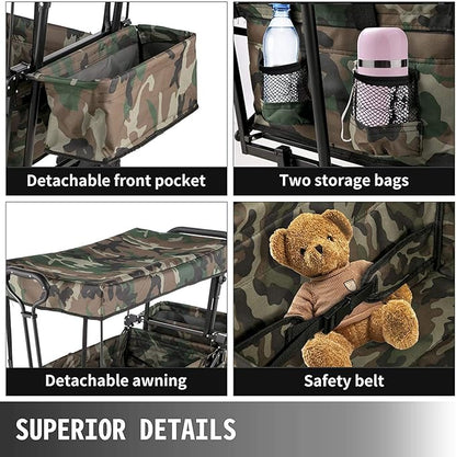 Camo All-Terrain Folding Wagon with 120 lb Capacity  |Foldable Handcart Trolley with Extension Wheels