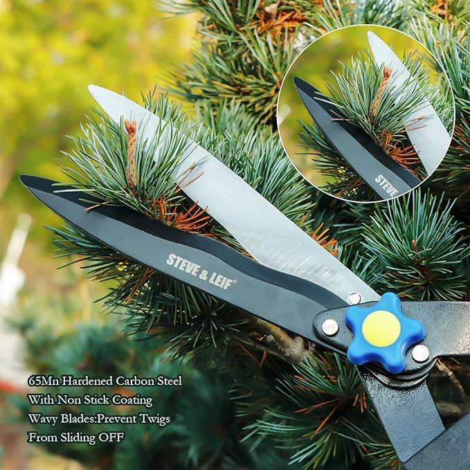 BMB Tools 10-Inch Tree Cutter & Hedge Shears: Precision Trimming with Carbon Steel Blades & Ergonomic Wooden Handle for Bushes