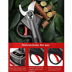 Cordless Electric Pruning Shears – 25mm SK5 Blade Garden Pruner with 2 Rechargeable 21V 7500mAh Batteries | Heavy-Duty Branch & Fruit Tree Cutter