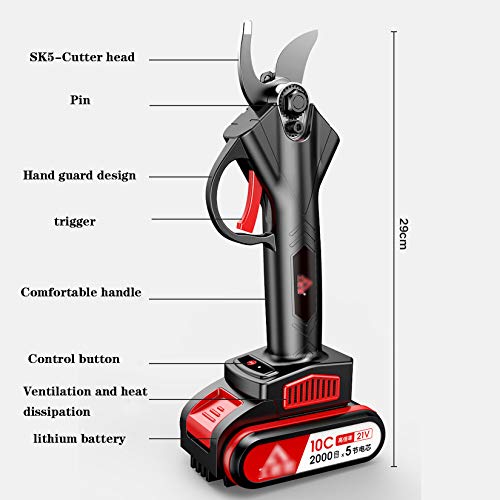 Cordless Electric Pruning Shears – 25mm SK5 Blade Garden Pruner with 2 Rechargeable 21V 7500mAh Batteries | Heavy-Duty Branch & Fruit Tree Cutter